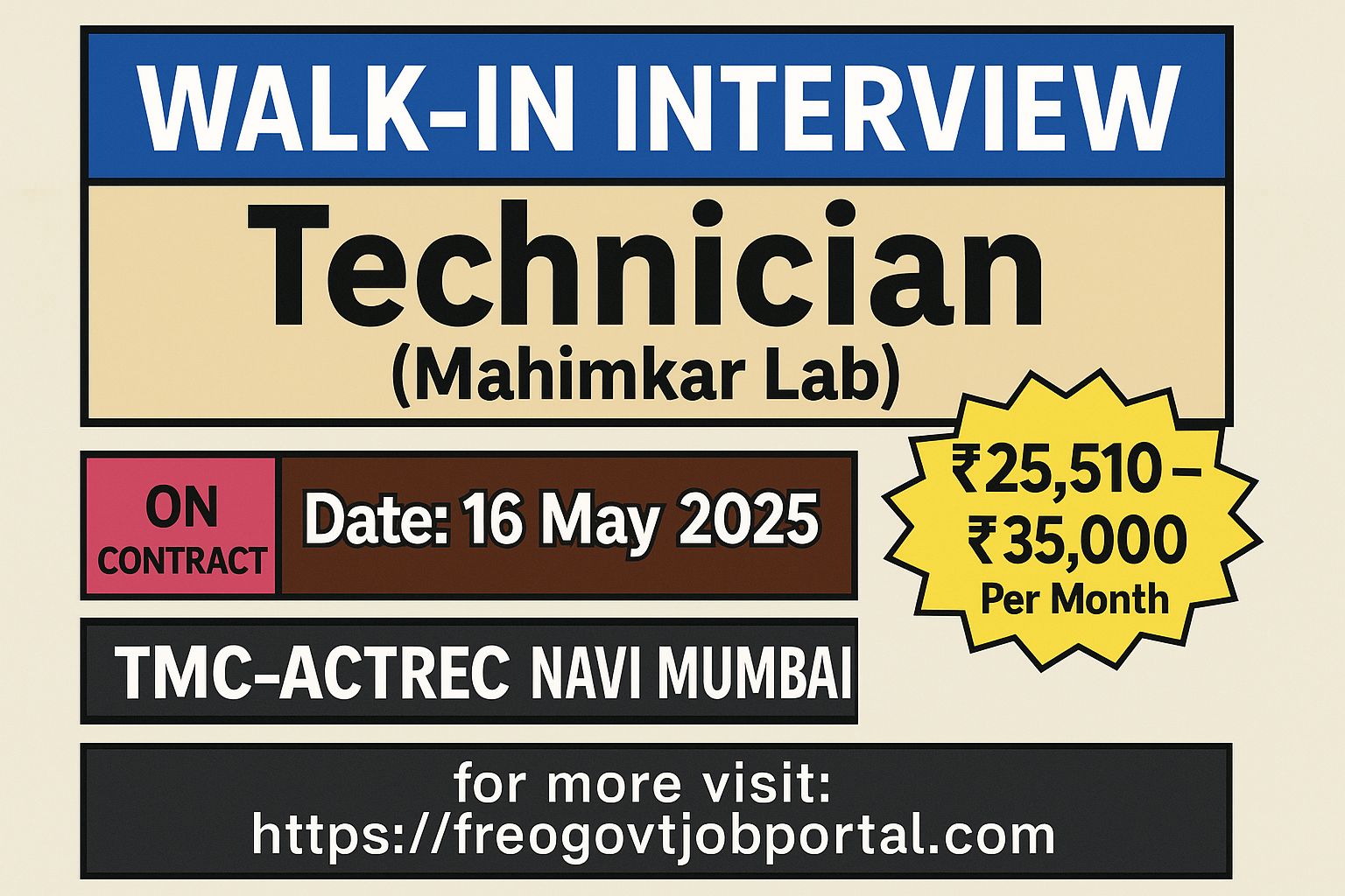WALK-IN INTERVIEW for Technician Position